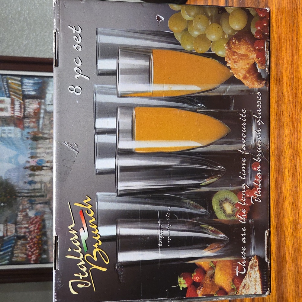 Vintage 8 Sets of Carlo Moretti Modernist "Bullet" Italian Brunch Glasses